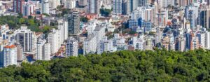 Fotografia aérea de Florianópolis, Brasil.